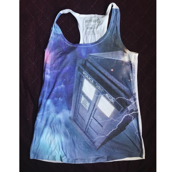 HOT TOPIC Doctor Who blue TARDIS tank top - Picture 1 of 3